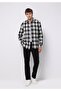 Regular Fit Shirt Neck Plaid Men's Black Long Sleeve Shirt - 3