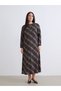 Ozmarka New Season Plus Size High Neck Plaid Dress