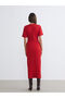 Crew Neck Gathered Crepe Dress - 6