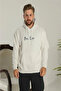 Oversized Üç İplik Ş Fleece-Lined K Hooded Sweatshirt – White “Other Lives” Printed on Front and Back - 3