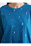 Two Mt Shop Quality Lcw Dream Turquoise Combed Cotton Printed Long Sleeve Women's Pajama Set - 3
