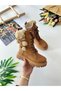 My Little One's Cicileri Premium Girls' Boots with Plush Teddy Bear Detail - Tan