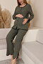 طقم بيجاما للنفاس Soft Elegance، ناعم ومزود بأزرار وخصر قابل للتعديل - 6
