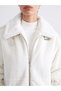 Ecru Shirt Collar Women Faux Fur Coat - 3