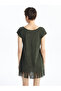 Crew Neck Printed Short Sleeve Women's Beach Dress (S4) - 4