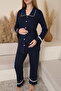Melina Lace Detailed Front Buttoned Shirt Collar Long Sleeve Maternity and Postpartum Pajama Set - 4