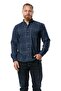 Long Sleeve Lumberjack Men's Flannel Autumn and Winter Shirt Navy Blue Plaid 4047