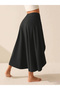 Women's Black High Waist Asymmetrical Side with Pockets Shorts Slit Long Yoga Sports Skirt Skort - 3
