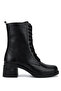 Women's Genuine Leather Black Leather Heeled Boots