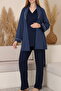 Elara Quilted Robe Nursing-Friendly Long-Sleeve Pregnancy and Postpartum Pajama Set - 2
