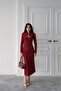 Burgundy Buckle Detail Window Detail Dress - 4