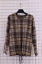 Women's Plus Size Stretch Fabric Crew Neck Checked Skirt Gatherable Soft Sweater Mother Blouse - 5