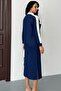 Women's Polo Neck Ornamental Button and Pocket Midi Length Modal Dress - 6