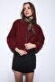 Burgundy Elastic Waist Crop Women's Coat - 5