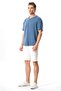 Short Sleeve Men's Ribbed Summer Muslin T-Shirt Indigo Indg - 4