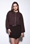 Brown Waist Elasticized Crop Women's Coat - 3