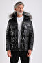 Maroquin Leather Silva Men's Black Leather Puffer Coat - 2
