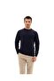Men's Crew Neck Wool Sweater Winter Stylish Warm and Soft Knitwear Navy Blue 2XL
