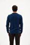 Men's Crew Neck Wool Sweater Winter Stylish Warm and Soft Knitwear Indigo L - 4