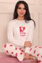Women's King Type Slogan Six Heart Pattern Crew Neck Long Sleeve Six Long Viscose Pajama Set - 3