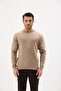 Men's Crew Neck Wool Sweater Winter Stylish Warm and Soft Knitwear Beige XL - 2