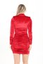 Women's Clothing Shoulder Shoulder Pad Sleeves and Skirt Ruched Detail Velvet Dress - 7