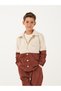 Boy's Cream Burgundy Velvet Retro Pants Shirt Set - 3
