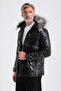 Maroquin Leather Silva Men's Black Leather Puffer Coat - 3