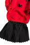 Girl's Ribbon Detailed 3 Thread Sweater Pleated Black Skirt Set - 6