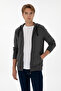 Men's Regular Fit Zippered Hooded Gray Knitted Cardigan 50313748-Vr024