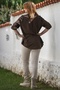 Italian Brown Judge Collar Buttoned Long Sleeve Sequin Pocket Casual Woven Blouse 72 65 - 8