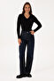 Women's Black Basic V-Neck Sweater 50307712-Vr046 - 4