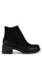 Women's Genuine Leather Black Nubuck Heeled Boots