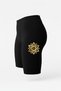 High Waist Black Yoga Pilates Athlete Short Leggings – Women's Leggings with Gold Mandala Pattern in Polyamide Fabric