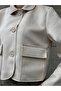 Sevunera Suede Fabric Cream Color Jacket with Button and Pocket Detail - 4