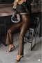 New Season Women's High Waist Leather Pants Wide Cut Tending to the Leg - 2