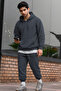 Men's Oversized 3-Thread Ş Fleece-Lined Basic Tracksuit Set - 2