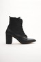 Women's Lace-Up Zippered Pointed Toe Thick Heeled Boots Vorena Black Skin - 2
