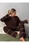 Women's Brown Heart-Detail Double Knitwear Set