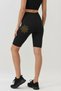 High Waist Black Yoga Pilates Athlete Short Leggings – Women's Leggings with Gold Floral Pattern in Polyamide Fabric
