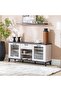 Kirwin Buffet Cabinet with 2 Glass Doors - Grey Oak/Black - Stylish Storage with 2-Year Warranty - 2