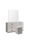Trevor Dresser with Mirror & Stool Set - Beige/Light Grey Finish, Engineered Wood, 150x47x187.4cm
