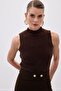 Zero Sleeve Beard Knitwear Blouse - Brown - 6
