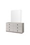 Trevor Dresser with Mirror & Stool Set - Beige/Light Grey Finish, Engineered Wood, 150x47x187.4cm - 2