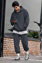 Men's Oversized 3-Thread Ş Fleece-Lined Basic Tracksuit Set