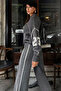 Women's Sporty Chic Knit Tracksuit Set Gray – Zippered Top, Wide-Leg Bottom - 4