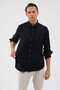 Knitted 100% Mercerized Cotton Comfort Fit Black Men's Shirt - 4