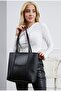 Black Color Synthetic Leather Women's Shoulder Bag - 2