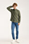 Khaki Oversize Cotton Linen Textured Men's Shirt - 7