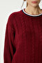 Women's College Themed Burgundy Knit Sweater - 3